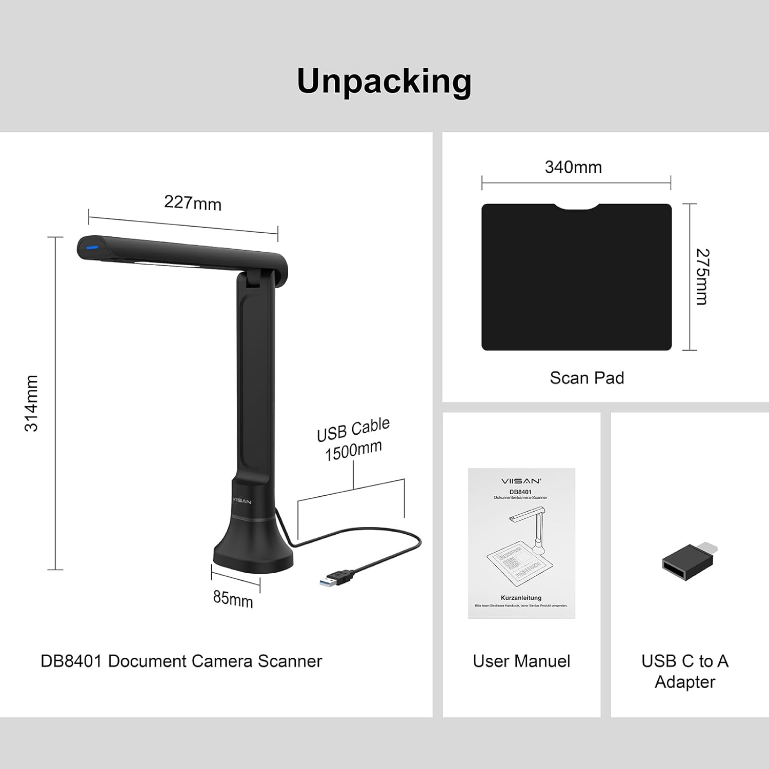 VIISAN DB8401 16MP Document Ca - Document Camera Visualizer 评论和价格